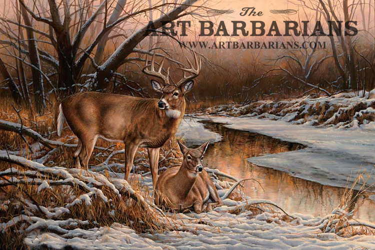 Deer Buck antler S/N W Dowdy Art Lithograph bird Ducks Unlimited artist painting 