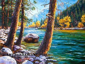 River Valley Canada Lake Giclee Art Print Poster from Original Watercolor by Outdoor and Wildlife Artist Darrell Bush