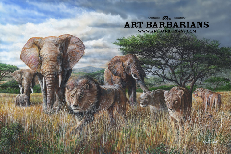 african lion safari elephant painting
