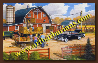 A Taste Of The Past Art Print By Ken Zylla - Old Cars & Diner Scene, NOT A Postcard